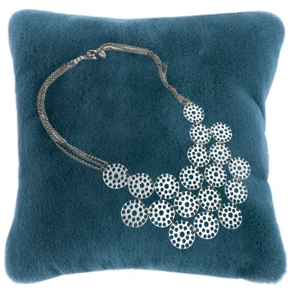 🎄10/$20.  Express - Silver Tone Necklace with Perforated Disks - Picture 3 of 4